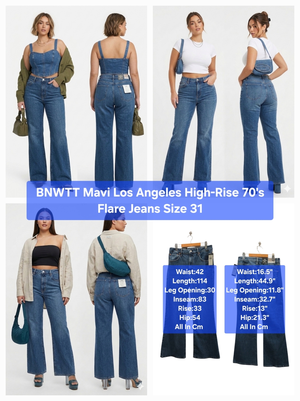 BNWTT Mavi Los Angeles High-Rise 70's Flare Jeans Size 31